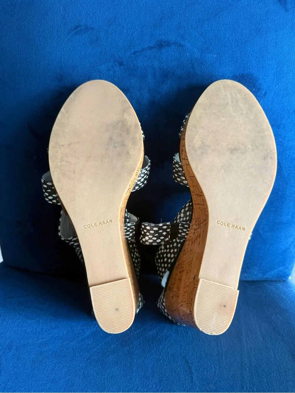 Cole Haan Black & White Snakeskin-Print Wedge Sandals